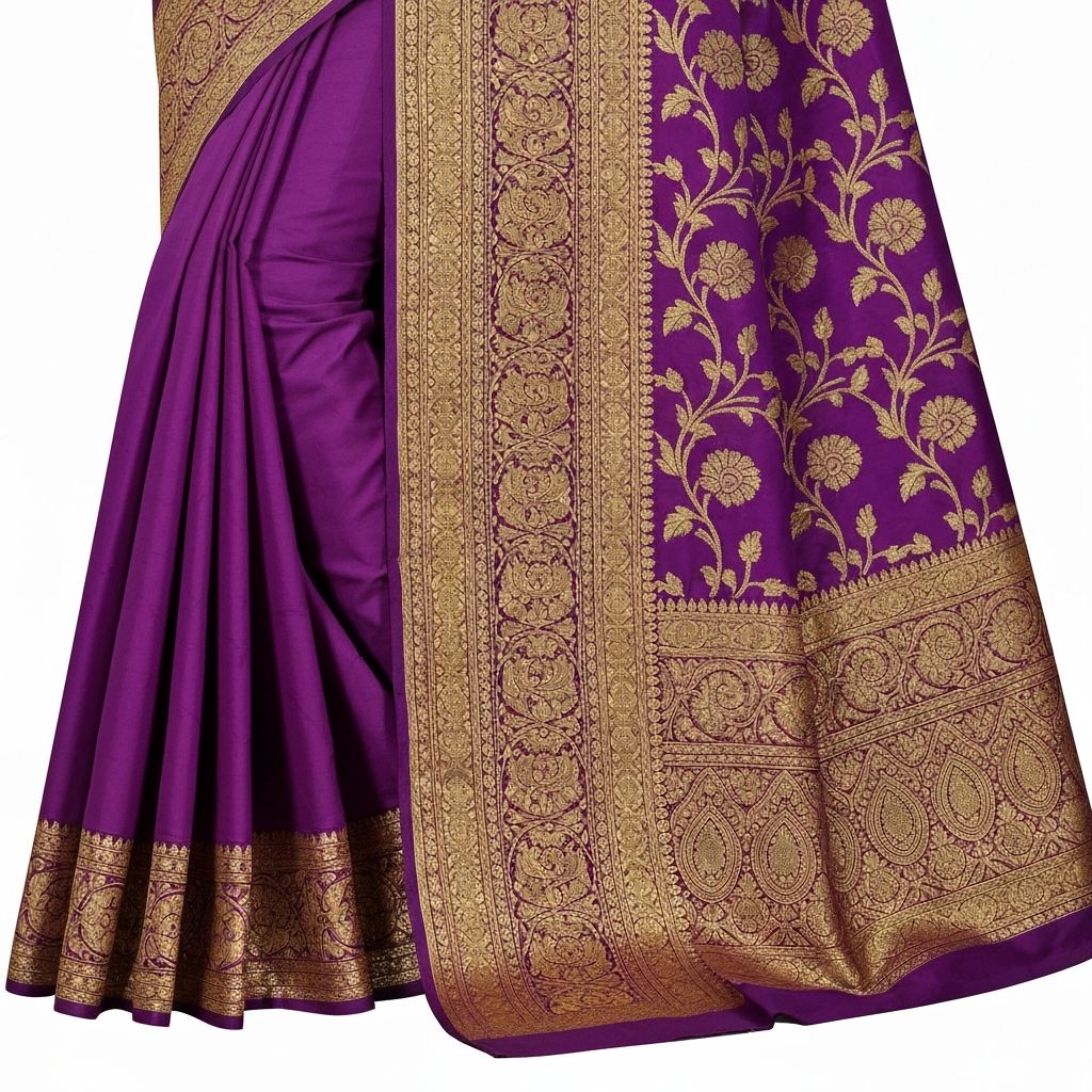 Designer Banarasi Saree with Golden Border
