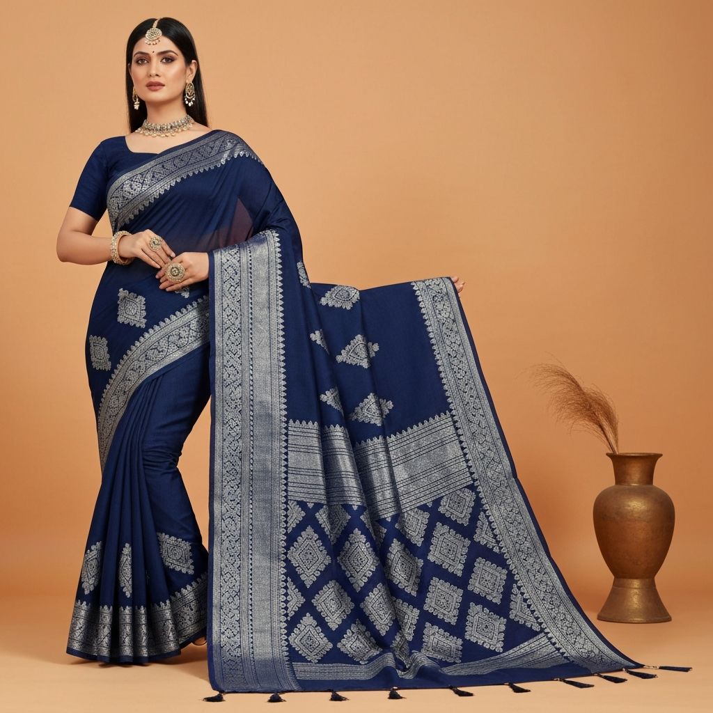 Navy Blue Designer Saree